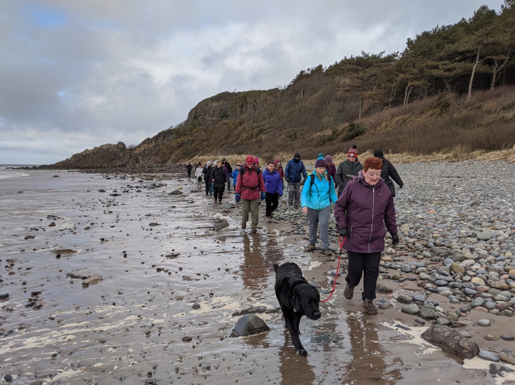 Group walk on the Ayrshire coast